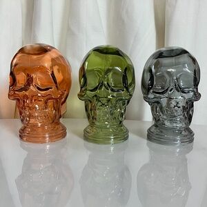 TWO Translucent Color Glass Skulls 5.5"